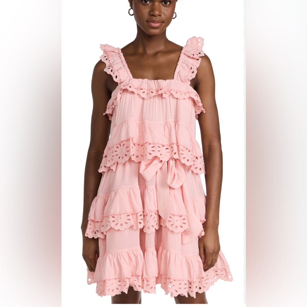 innika choo schiffli scallop frill mini in dahlia